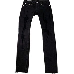 NWOT True Religion Black Ripped Skinny Jeans